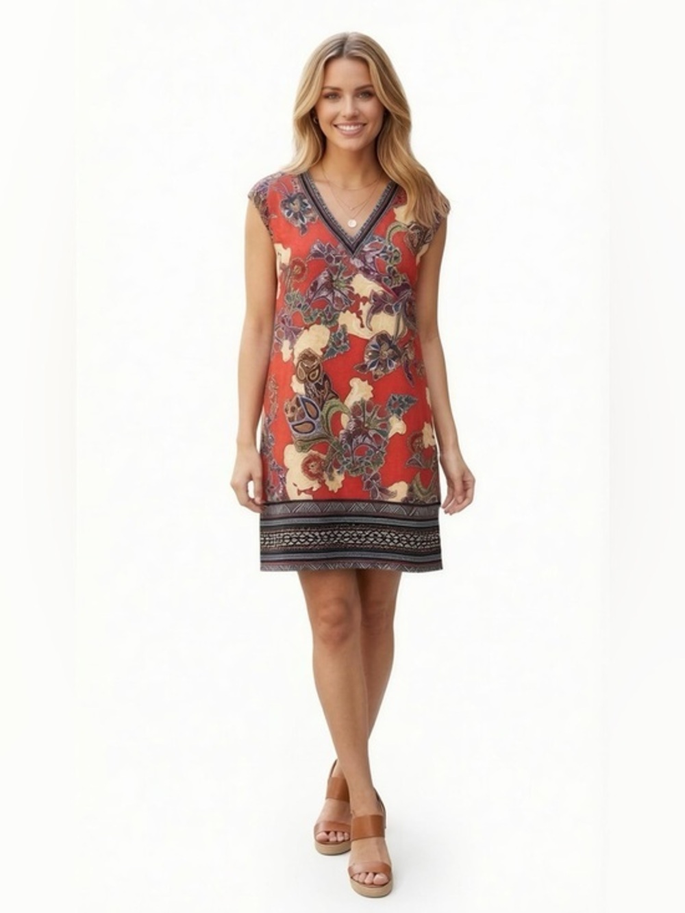 Gibson Latimer Red Sleeveless Túnic Mini Dress
